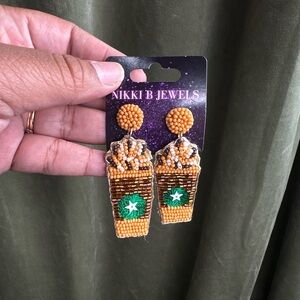 Pumpkin Spice Latte Beaded Earrings: Surgical Steel, Coffee Lover